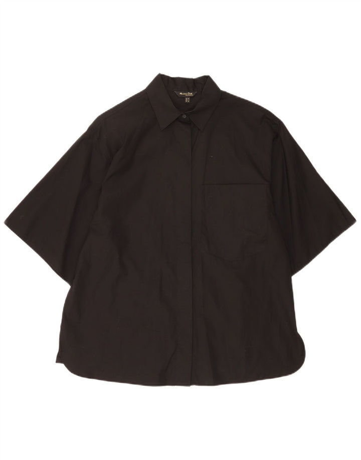 Massimo Dutti Dame Kortærmet Oversized Skjorte EU 34 2XS Sort