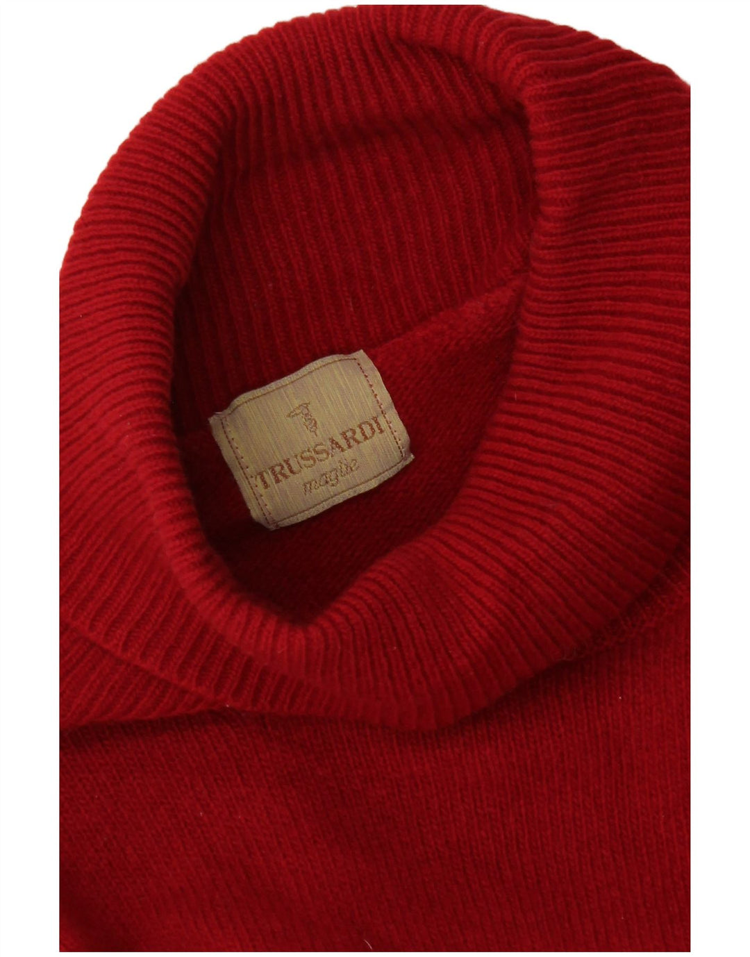 Trussardi Dame Rullehals Sweater UK 12 Medium Rød