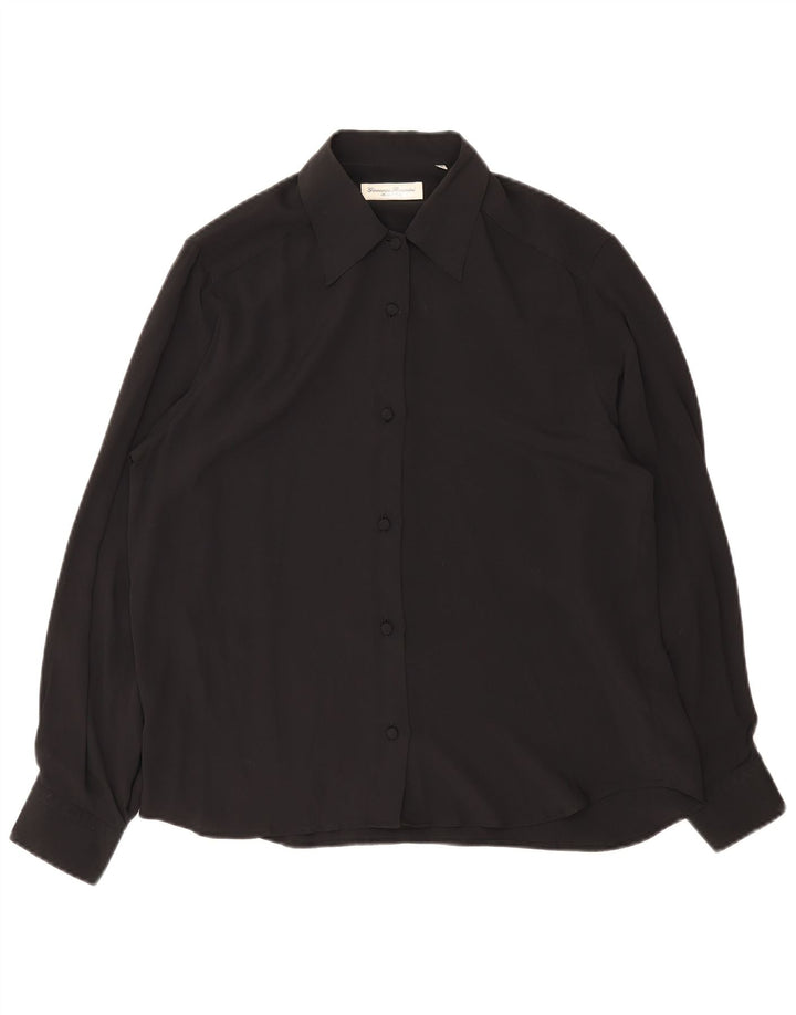 Giovanni Rosmini Dame Shirt Bluse UK 14 Medium Sort Silke