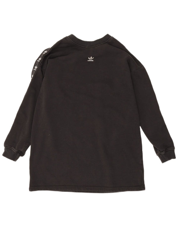 Adidas Dame Longline Graphic Sweatshirt Jumper UK 12 Medium Sort Bomuld