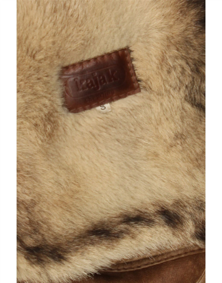 VINTAGE Herre Shearling Jacket UK 36 Small Brown Shearling
