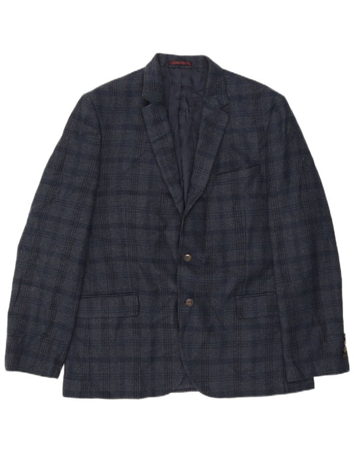 Marks & Spencer Herre 2-knaps blazerjakke UK 44 2XL blå ternet uld