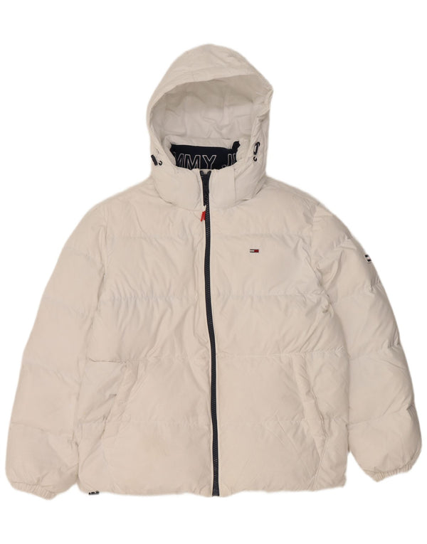 Tommy Hilfiger Herre Hættetrøje Vatteret Jakke UK 38 Medium Hvid Polyester