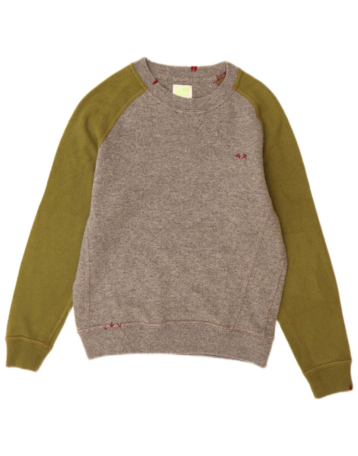 Sun68 Dame Boat Neck Jumper Sweater UK 14 Medium Grey Colourblock