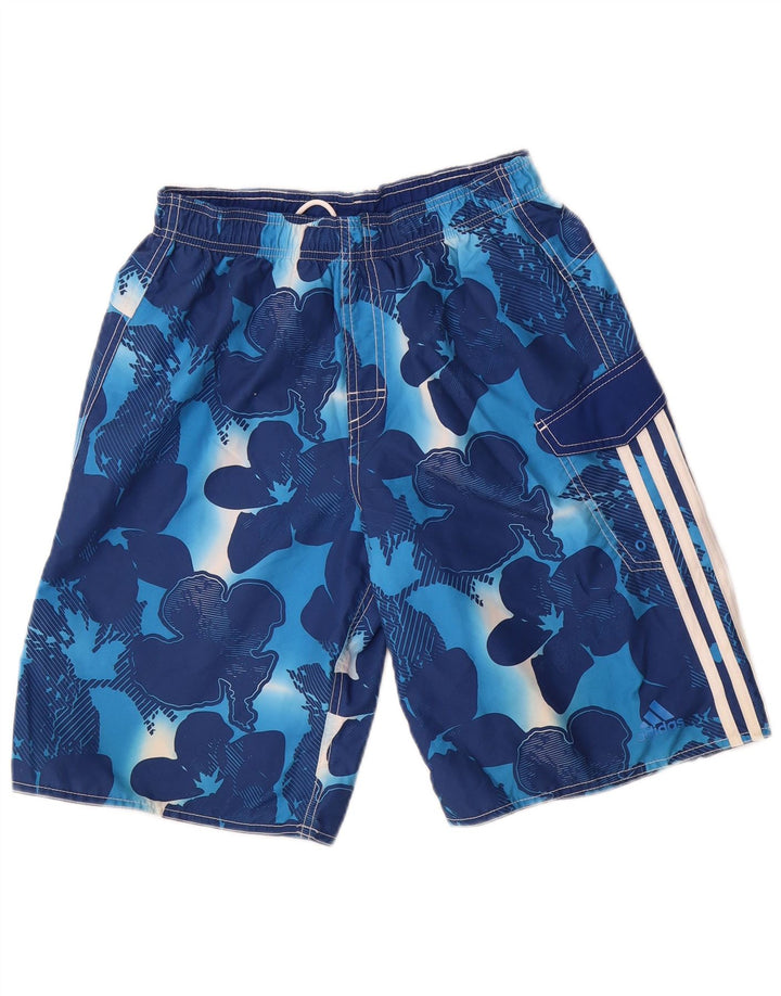 Adidas Badeshorts til mænd, små blå blomsterpolyester
