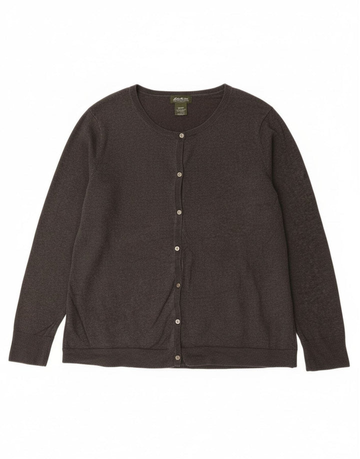 Eddie Bauer Dame Cardigan Sweater UK 20 2XL Grå Bomuld