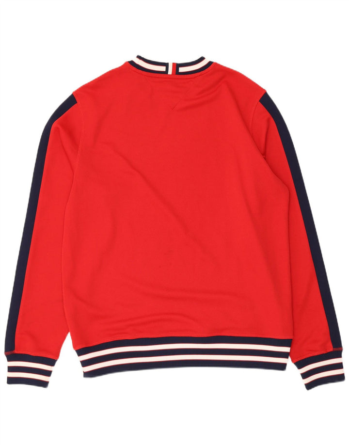 Tommy Hilfiger Herre Sweatshirt Jumper Large Rød Colourblock Polyester