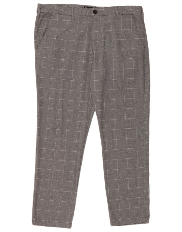 Hollister Slim Chino-bukser til mænd W36 L28 Grå ternet polyester
