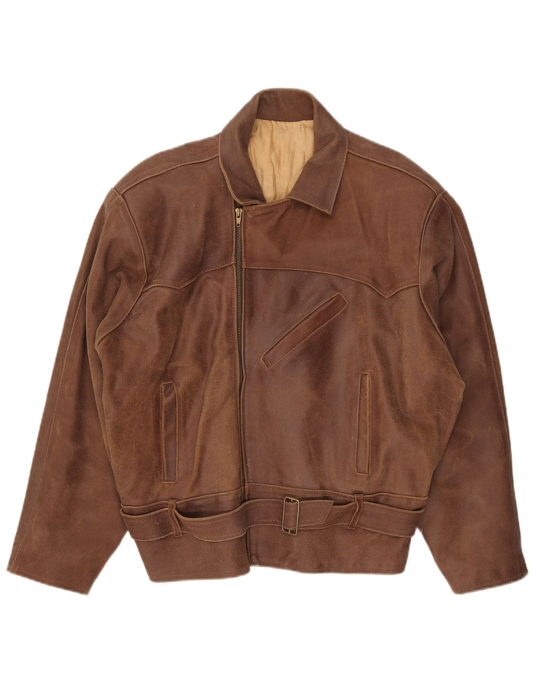 Vintage dame læderjakke UK 20 2XL Brun