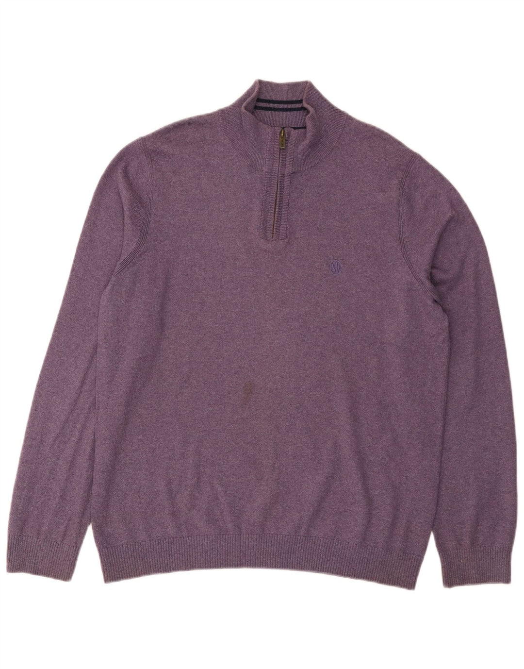 Fat Face Herre Zip Neck Jumper Sweater Stor Lilla Bomuld