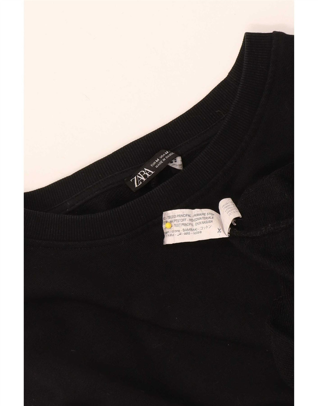 Zara Sweatshirt med 3/4 ærmer til kvinder UK 14 Medium Sort bomuld