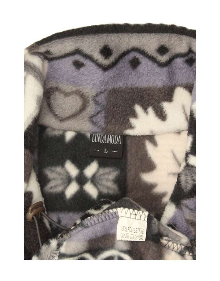 Vintage fleecejakke til mænd UK 40 Large Grey Fair Isle Polyester