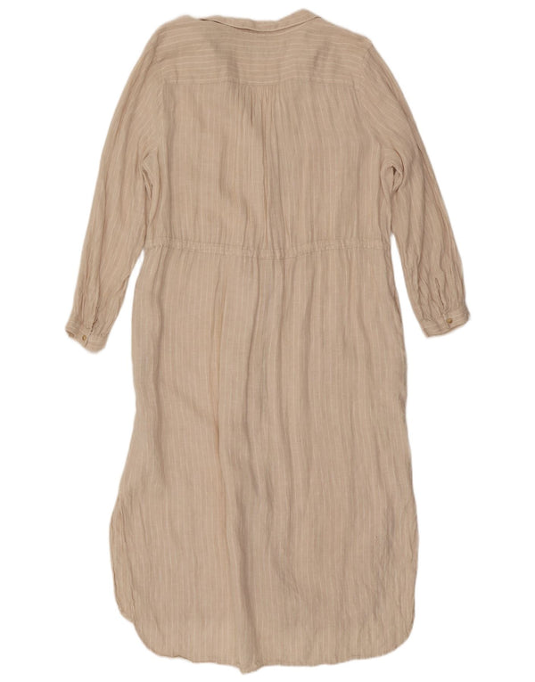 Marks & Spencer Dame Langærmet Maxikjole UK 16 Stor Beige Nålestribe