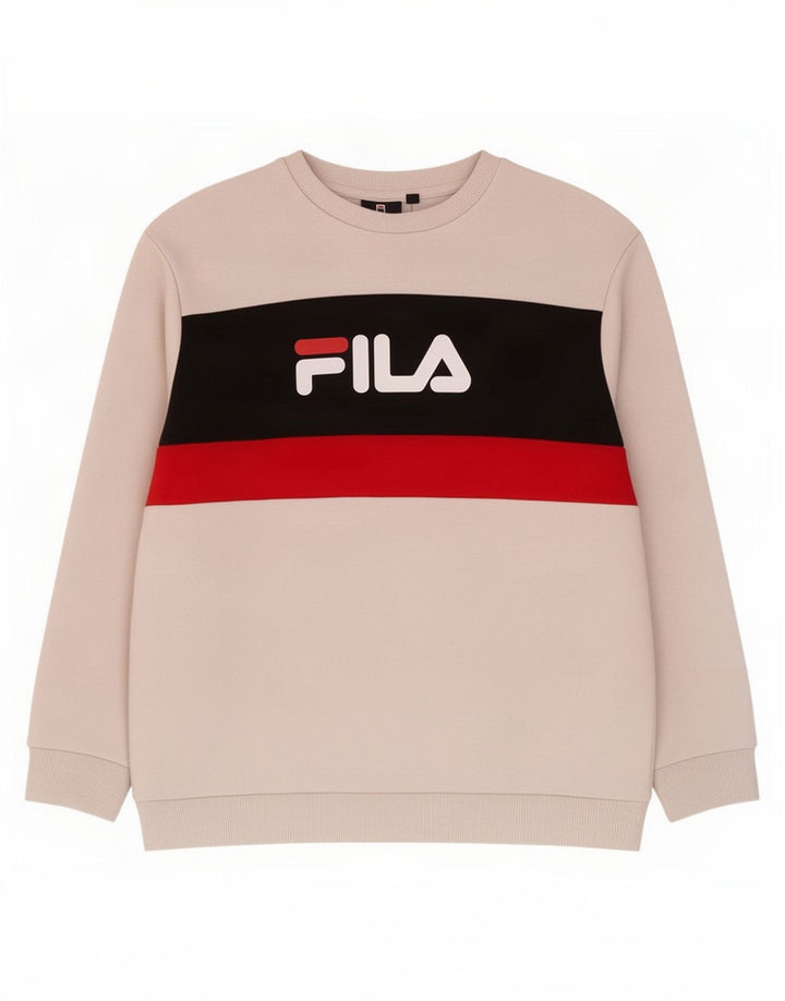 Fila Herre grafisk sweatshirt Jumper Medium White Colourblock