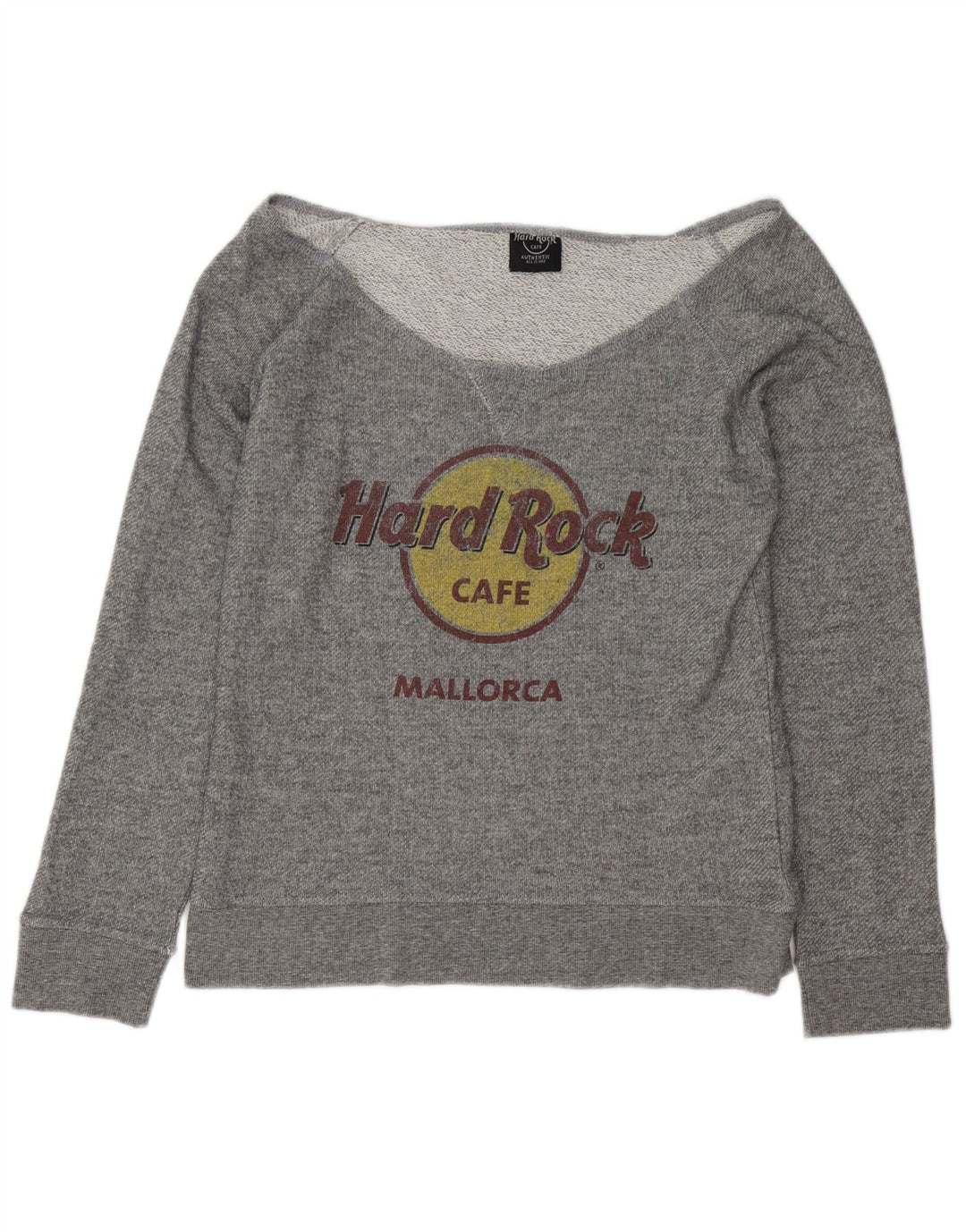 Hard Rock Cafe Dame Off Shoulder Sweatshirt Jumper UK 16 Large Grå
