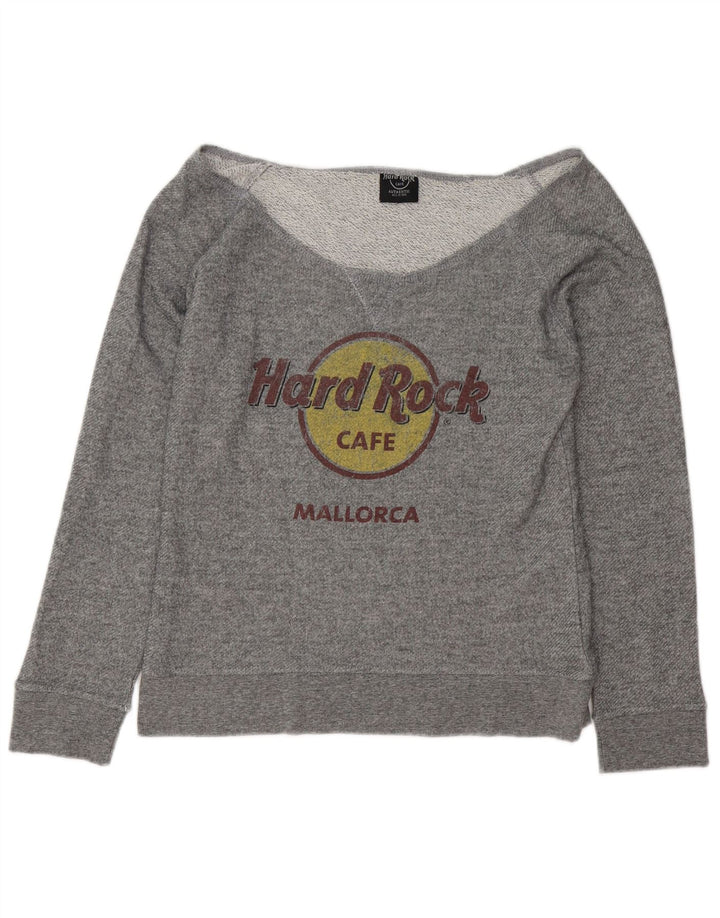 Hard Rock Cafe Dame Off Shoulder Sweatshirt Jumper UK 16 Large Grå