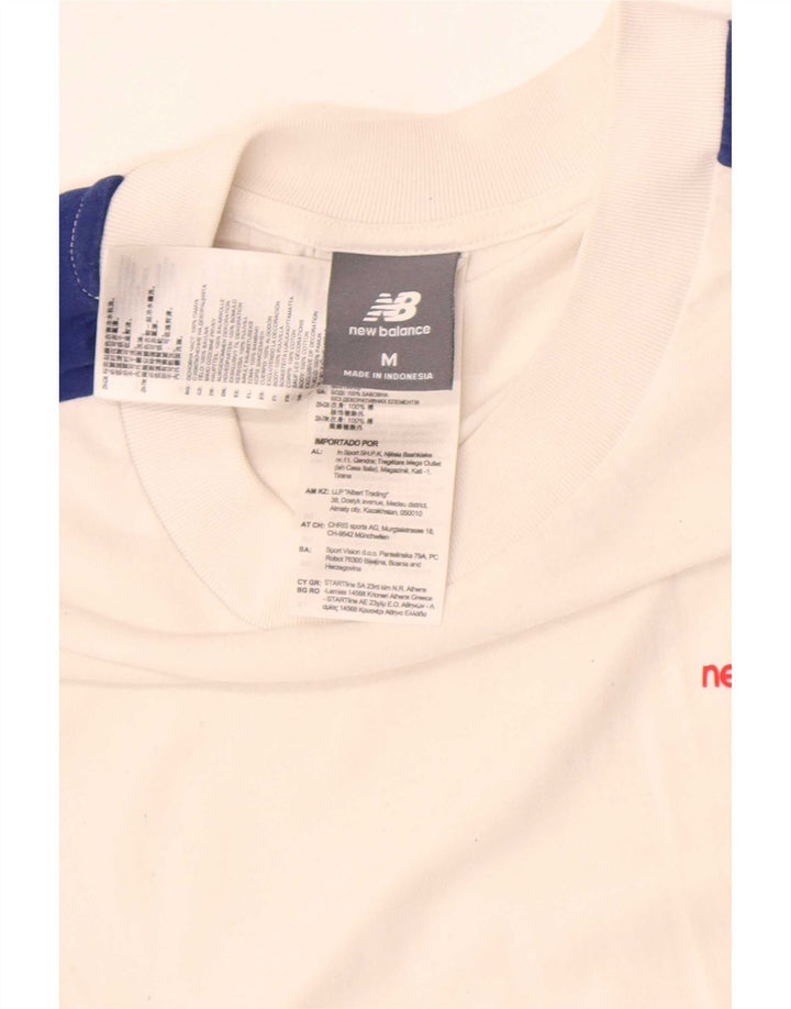 New Balance Herre T-shirt Top Medium White Colourblock Bomuld