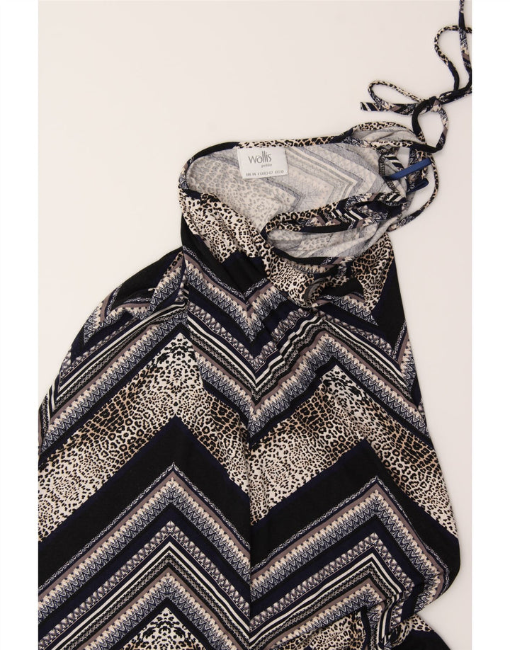 WALLIS Womens Sleeveless A-Line Dress UK 14 Medium  Black Chevron Viscose Vintage Wallis and Second-Hand Wallis from Messina Hembry 