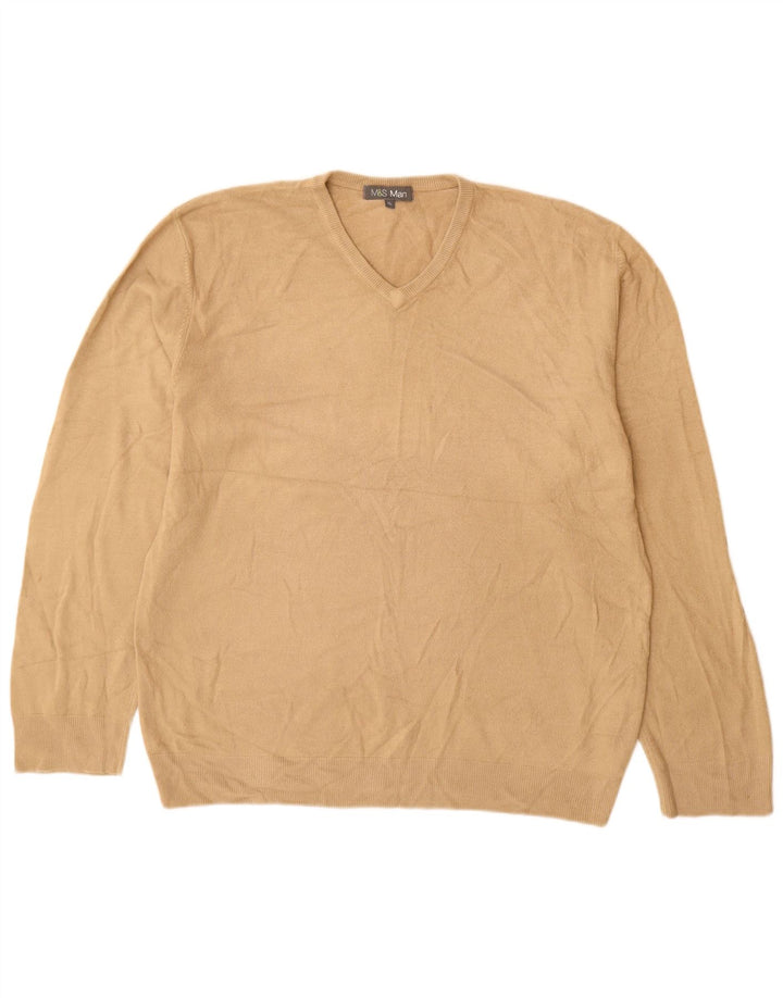 Marks & Spencer Herre V-hals sweater XL Beige Akryl
