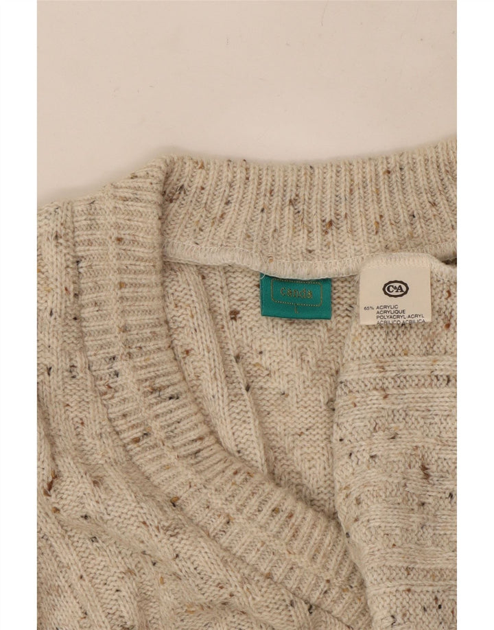 CANDA Herre V-hals sweater Stor Beige Flecked Acryl