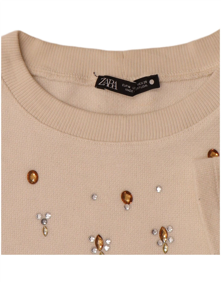 Zara T-Shirt Top UK 12 Medium Beige