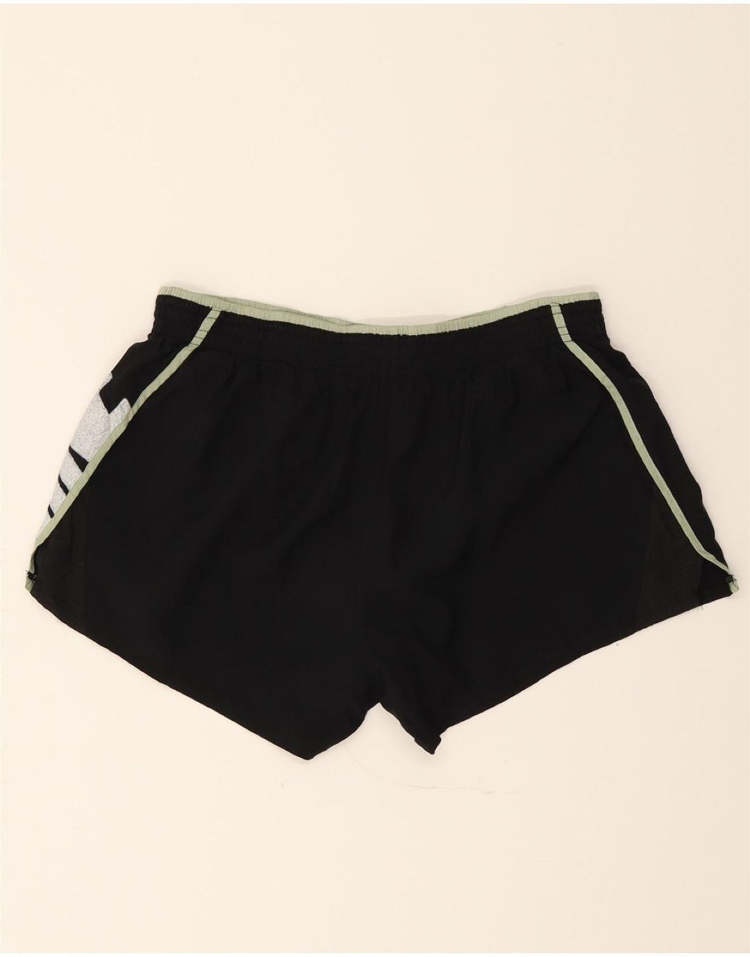 NIKE Womens Dri Fit Graphic Sport Shorts UK 14 Large  Black Polyester Vintage Nike and Second-Hand Nike from Messina Hembry 