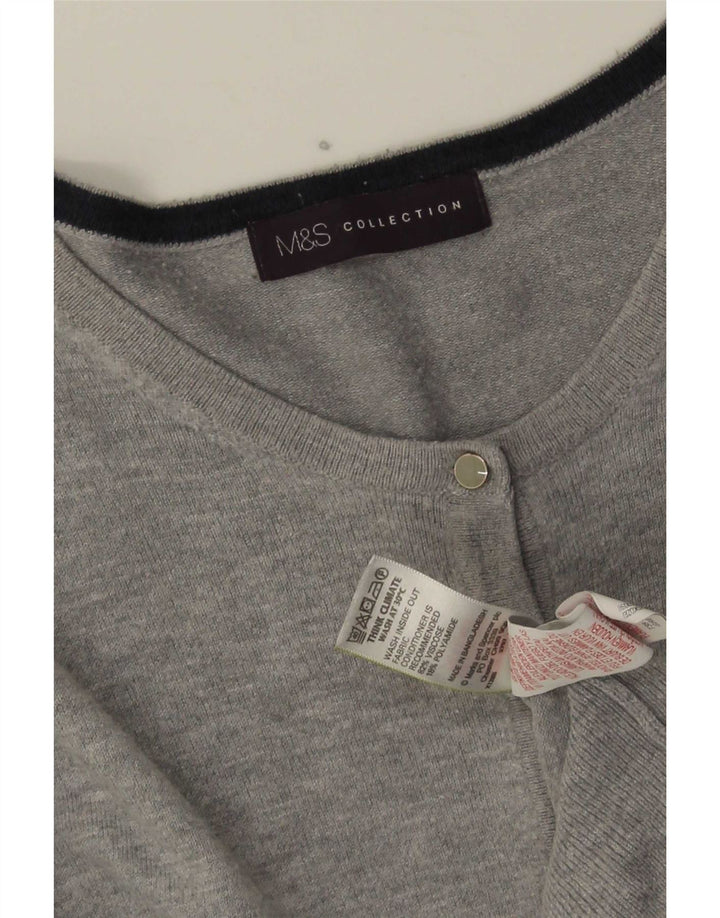 Marks & Spencer Dame Cardigan Sweater UK 16 Large Grey Flecked Viscose