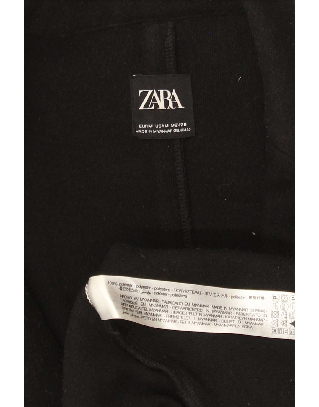 Zara Womens Loose Fit Open Overcoat UK 14 Medium Black Polyester