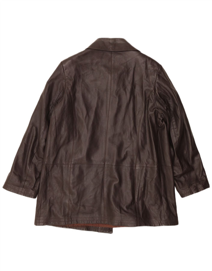 MICHELANGELO Dame Læder Frakke IT 46 Stor Brun Læder