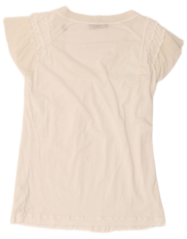 Trussardi Womens Short Sleeve Regular T-Shirt Top UK 10 Small White Lyocell