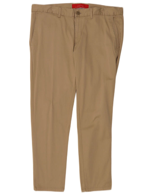 Zara Herre Slim Cropped Trousers EU 42 Large W32 L26 Beige Bomuld
