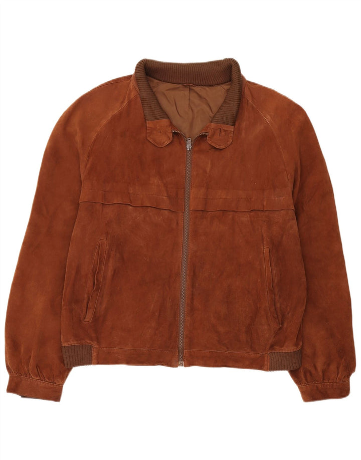 Vintage herre bomber ruskindsjakke IT 52 XL brunt læder