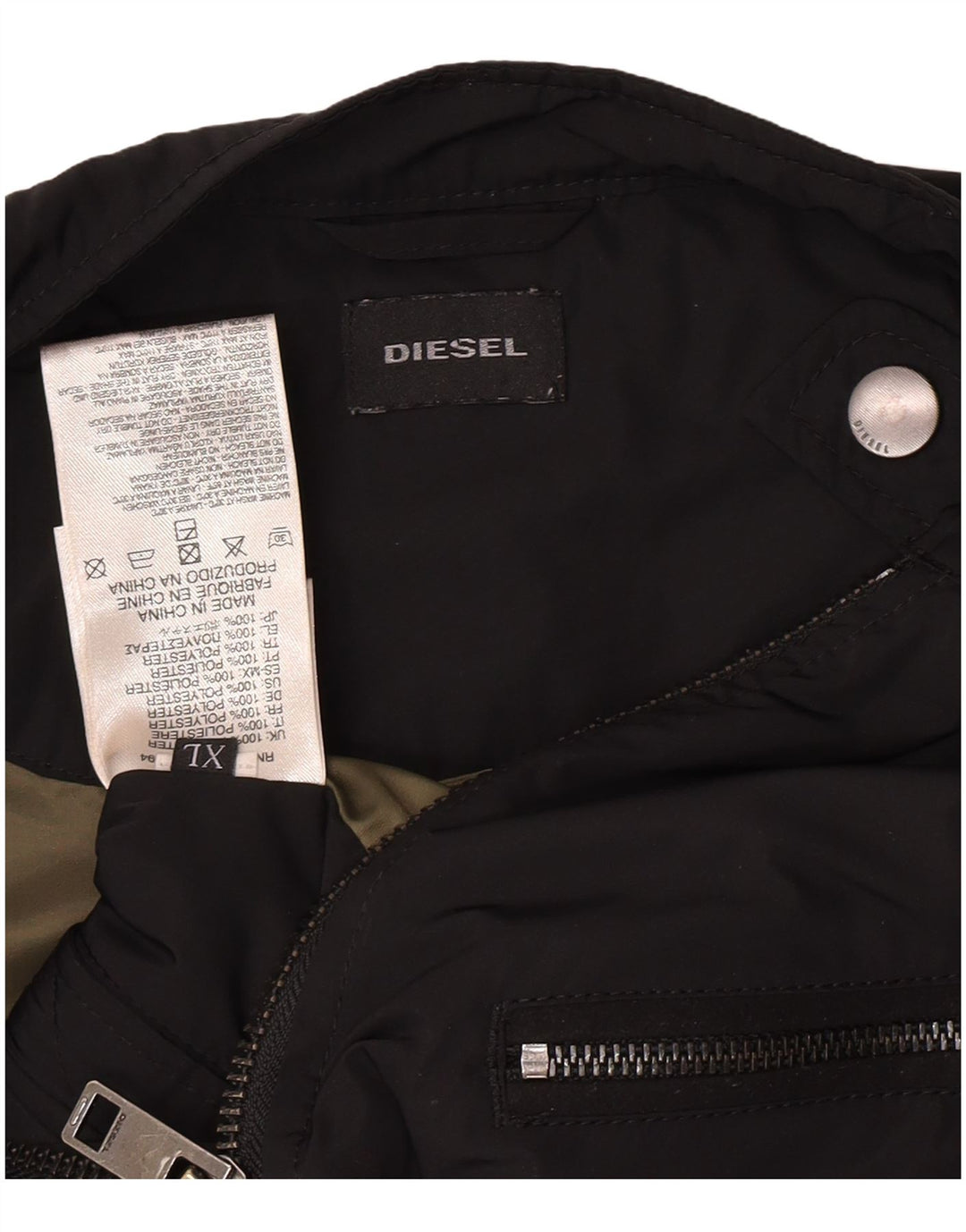 Diesel Herre Biker Jacket UK 42 XL Sort Polyester