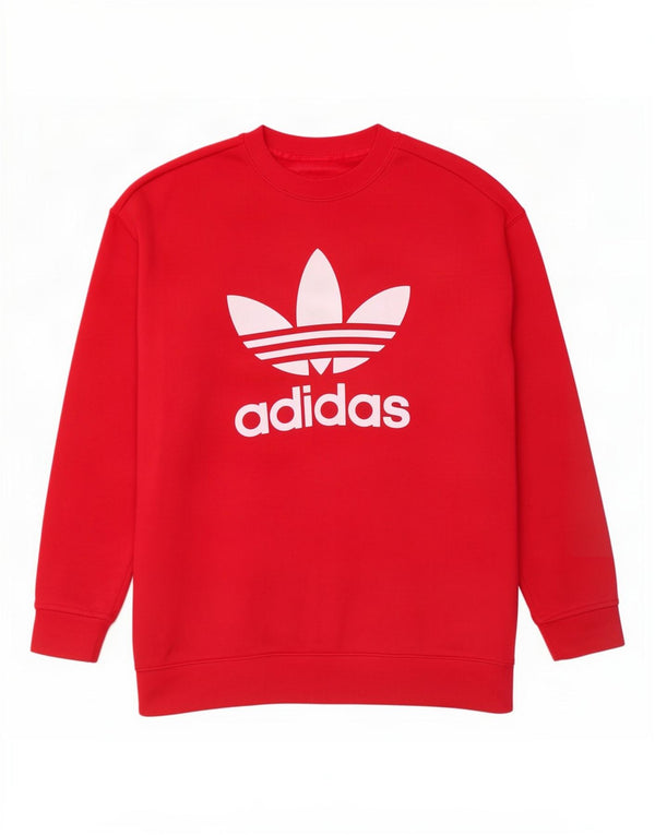 Adidas Dame Grafisk Oversized Sweatshirt Jumper UK 10 Small Pink Bomuld