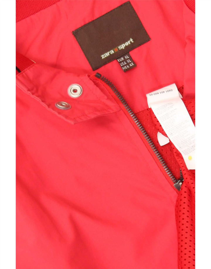 Zara Herre Bomber Jacket UK 42 XL Rød Nylon