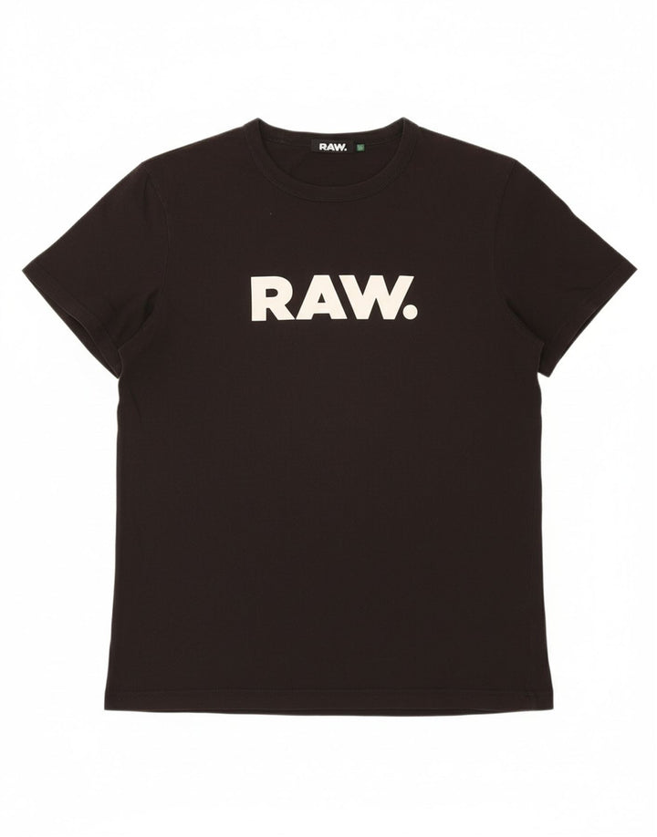 G-STAR Mens Graphic T-Shirt Top Medium Black Cotton