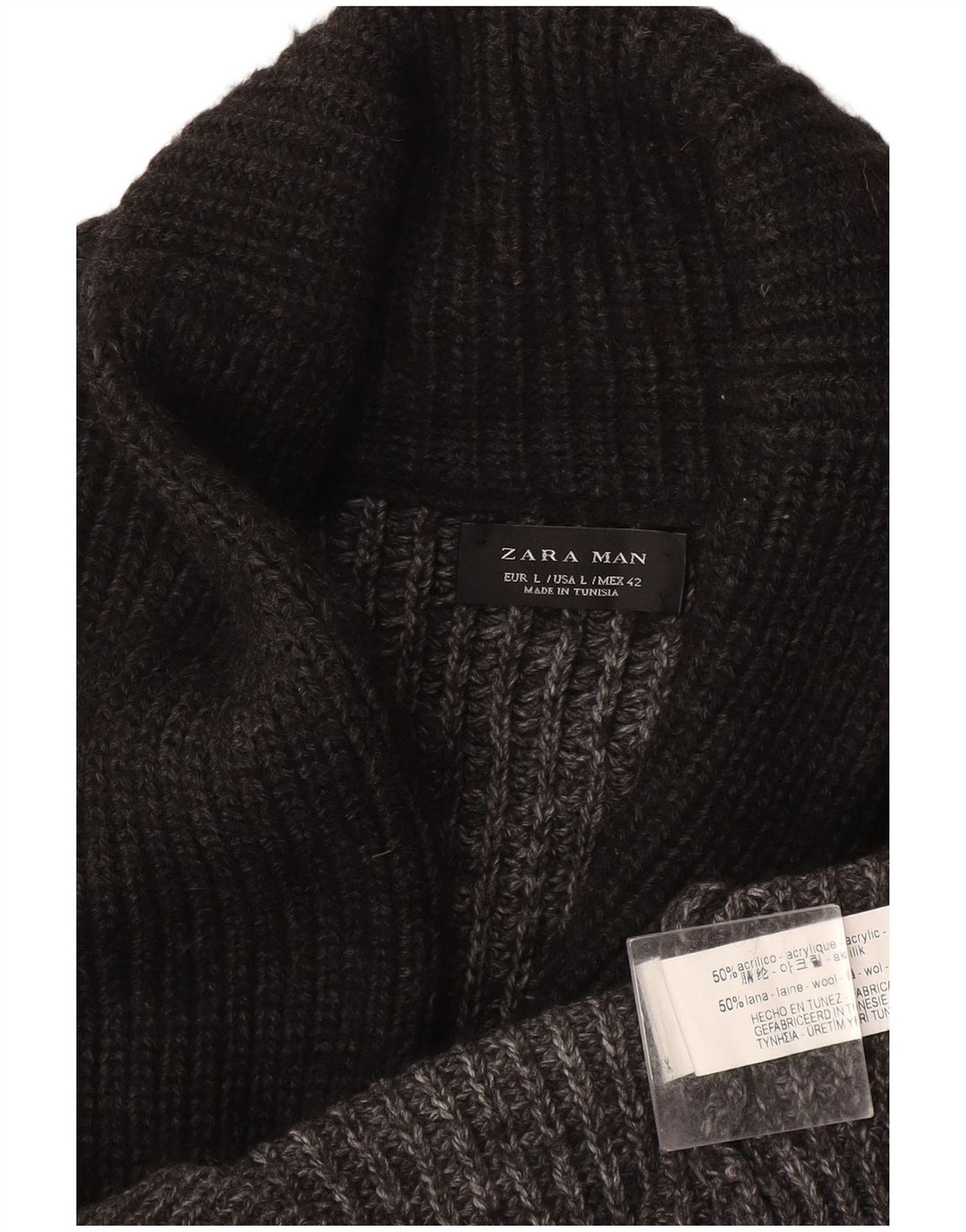 Zara Herre Cardigan Sweater Stor Grå Flecked Acryl