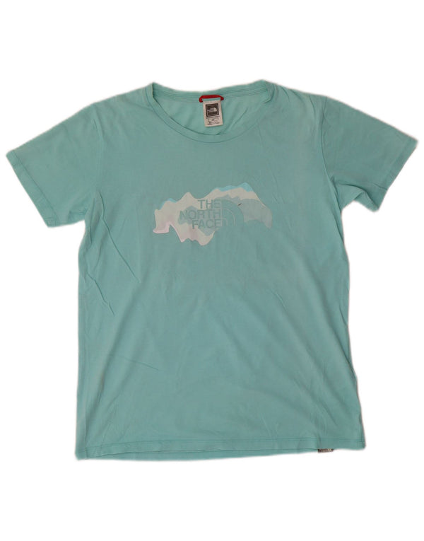 The North Face Kvinders Grafisk T-Shirt Top UK 10 Lille turkis bomuld