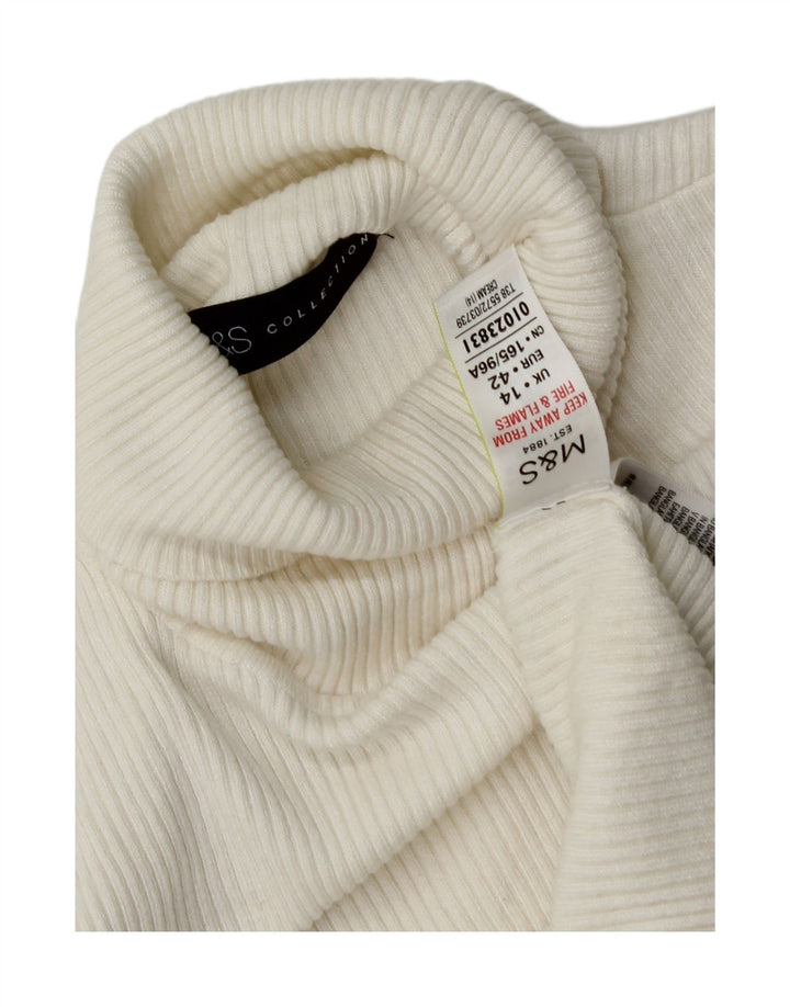 MARKS & SPENCER Womens Roll Neck Jumper Sweater UK 12 Medium White Viscose Vintage Marks & Spencer and Second-Hand Marks & Spencer from Messina Hembry 