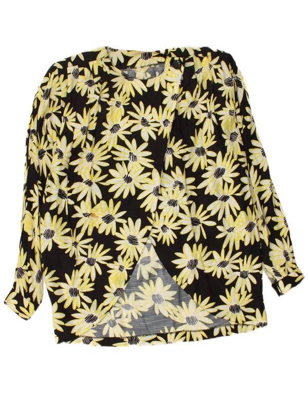 Vintage Dame Loose Fit Cardigan Top UK 14 Medium Black Floral