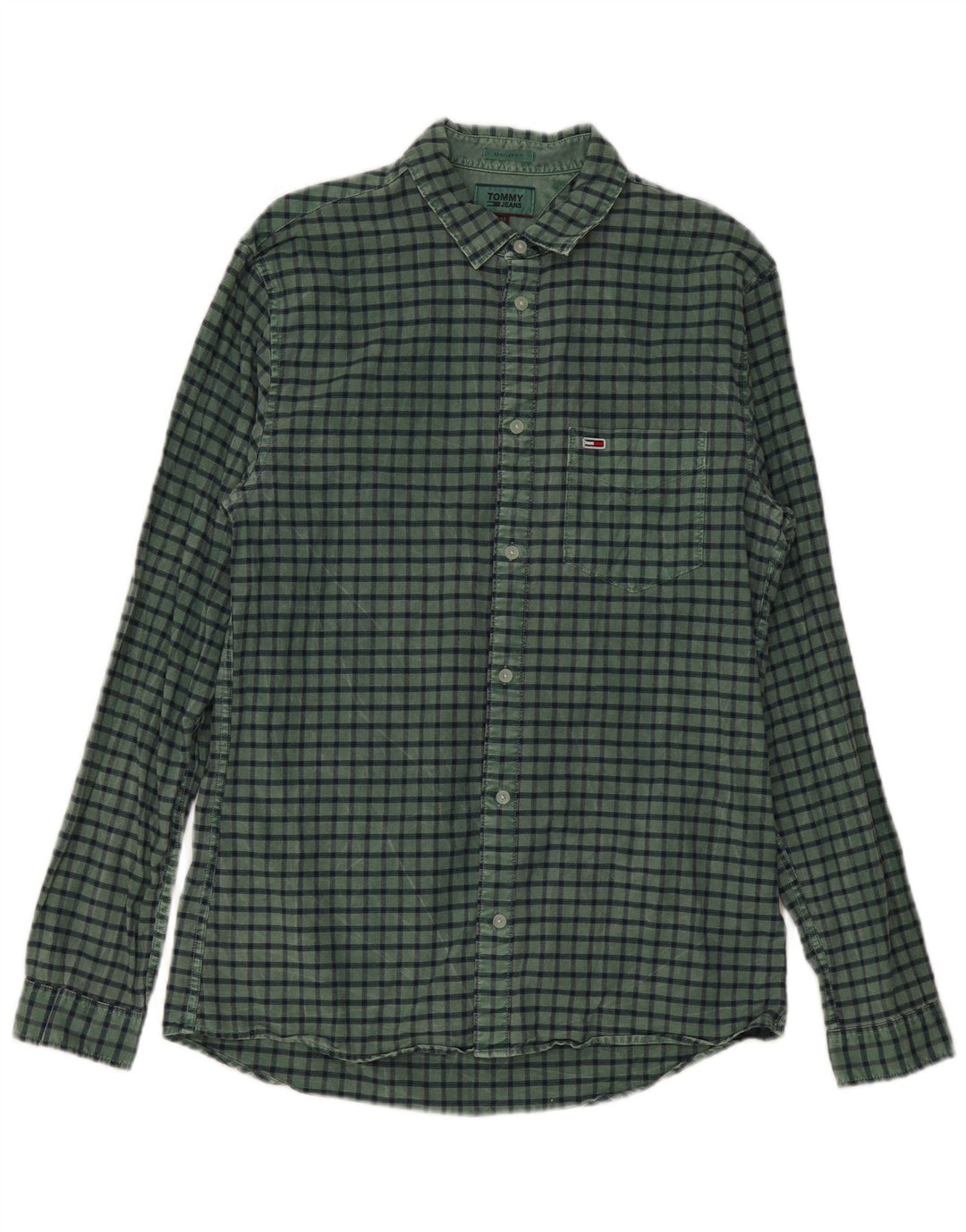 Tommy Hilfiger Herre Regular Fit skjorte Medium Grøn ternet bomuld