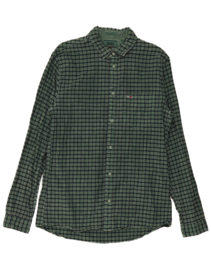 Tommy Hilfiger Herre Regular Fit skjorte Medium Grøn ternet bomuld