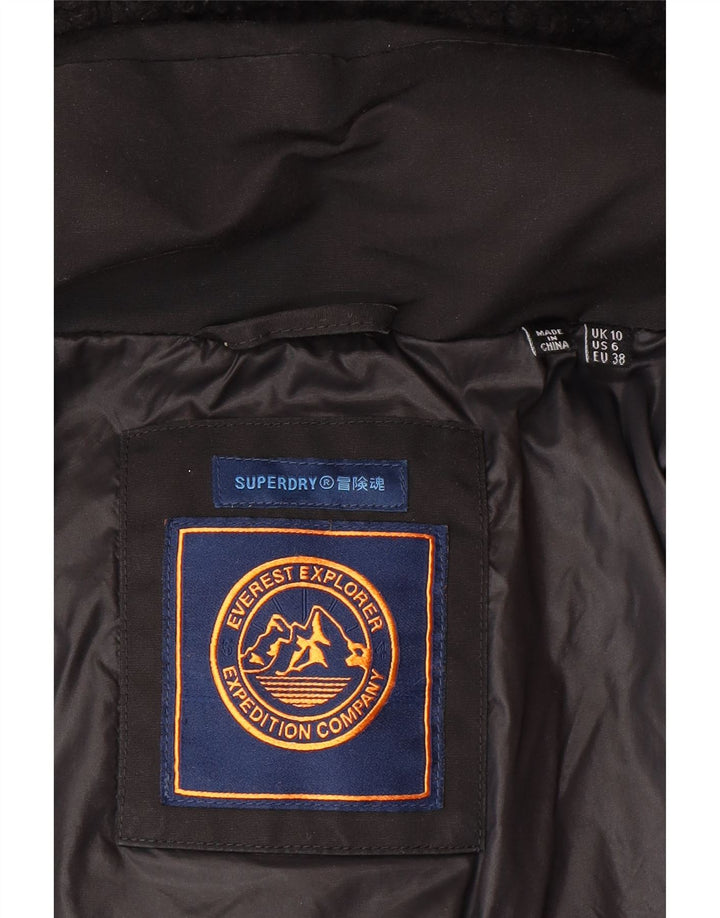 Superdry Dame Hætte Loose Fit Polstret Jakke UK 10 Small Black Winter