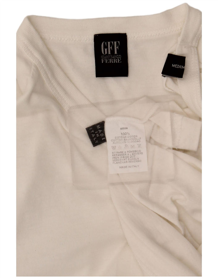 Gianfranco Ferre Herre grafisk T-shirt Top Medium Hvid Bomuld