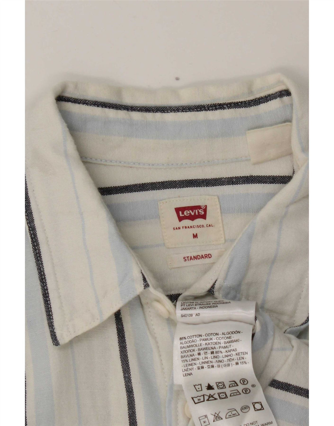 Levi's Kortærmet Herre-skjorte med standardpasform Medium hvid stribet bomuld