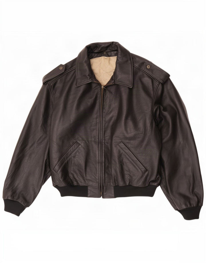 Esercito Herre læder Flight Aviator Jacket IT 48 Medium Sort