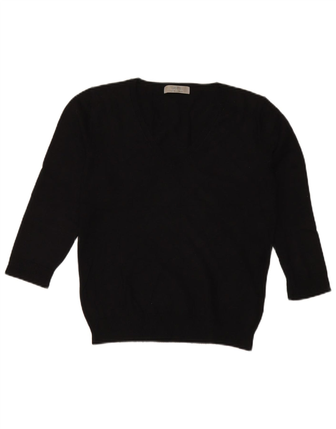Marks & Spencer Dame 3/4-ærmet V-hals sweater UK 12 Medium Sort