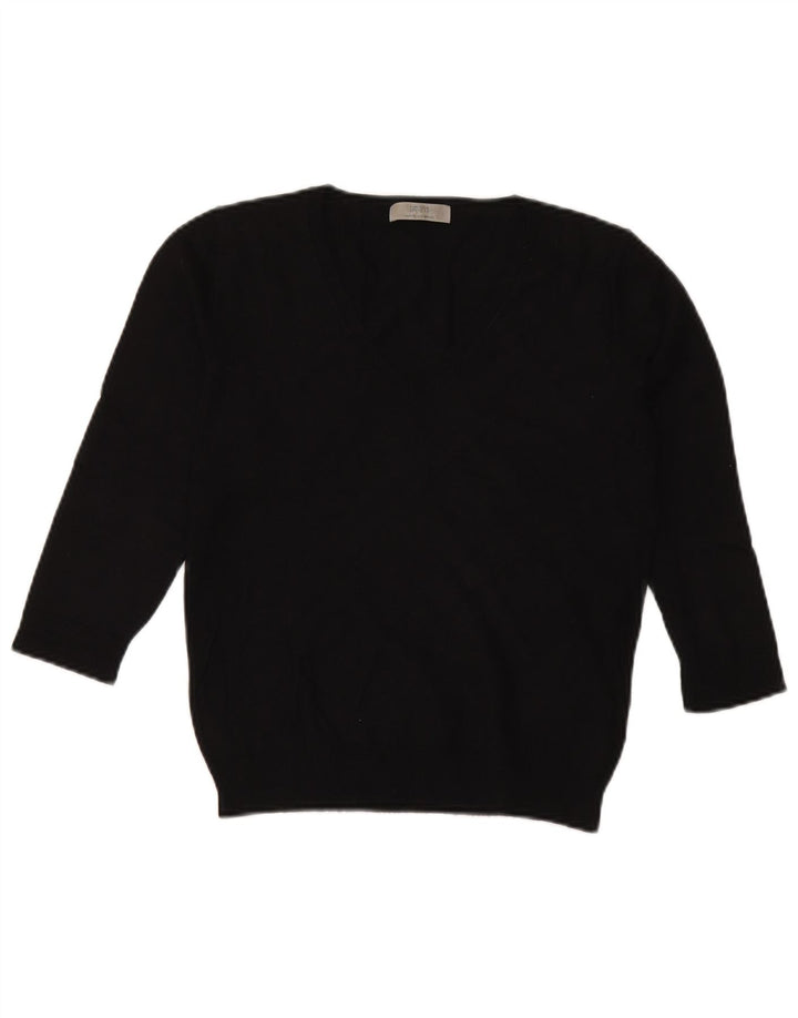Marks & Spencer Dame 3/4-ærmet V-hals sweater UK 12 Medium Sort