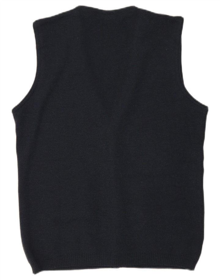 Bernardini Herre ærmeløs cardigan sweater lille marineblå geometrisk uld