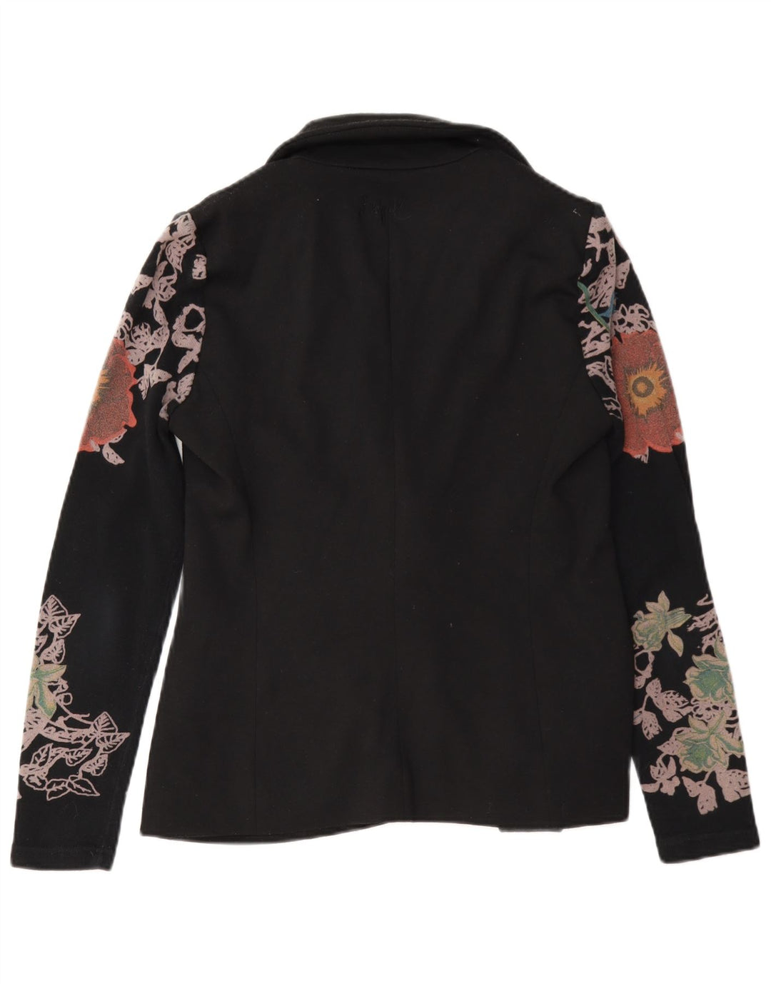 Desigual Dame 2-knaps blazerjakke EU 36 Small Black Floral Polyester